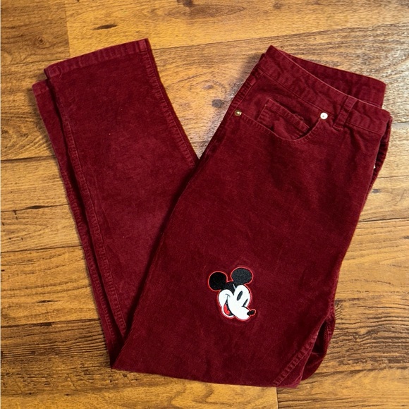 Disney • Size 15 • Red Velvet Jeans W/ Mickey Mouse Embroidery & Patches - Picture 4 of 13